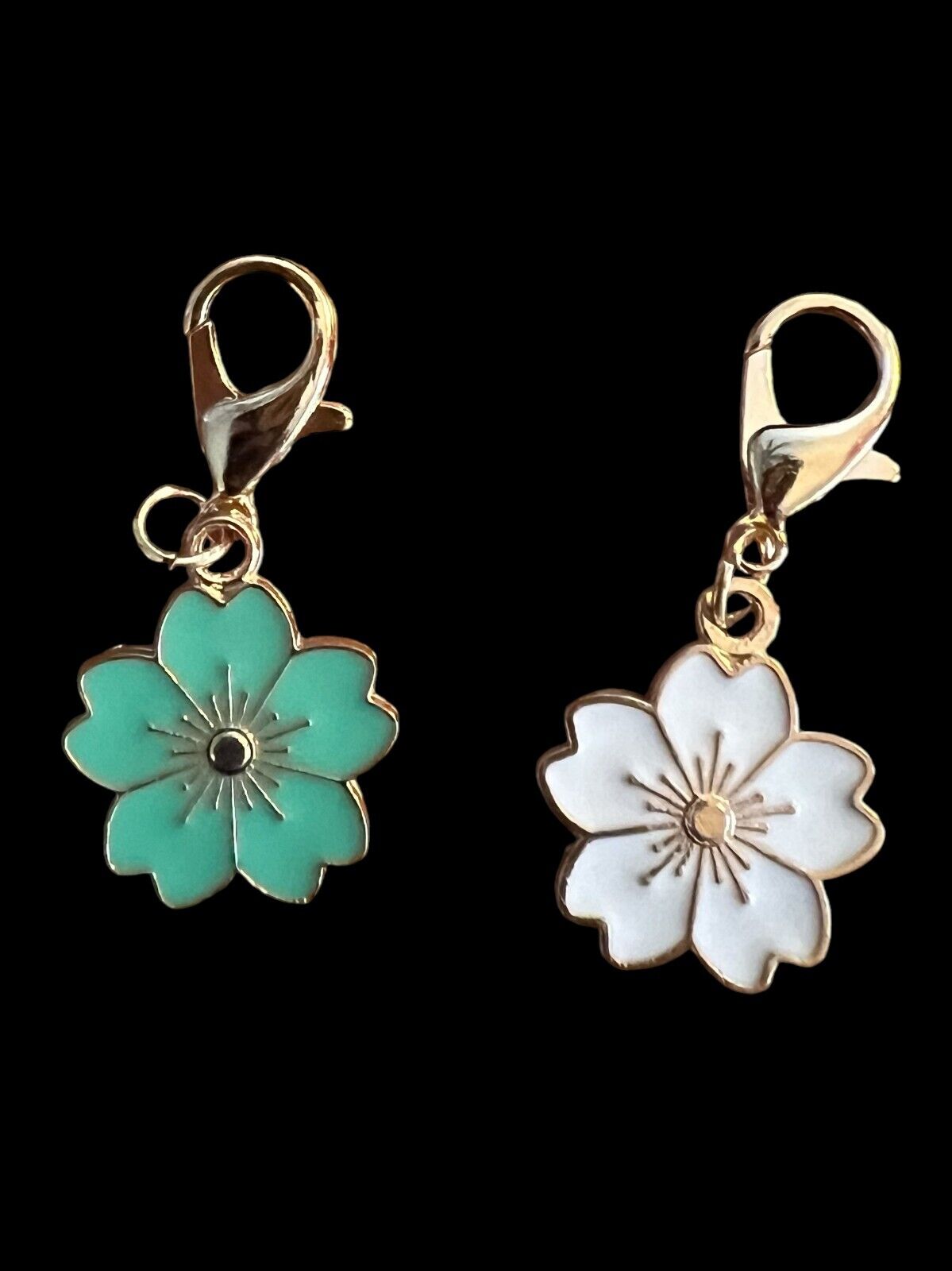 Flower Zipper Pulls Metal Detachable for Purses & Clothing Set of 2
