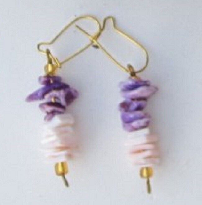 FUN! FUN! Puka Purple Shell Earrings Beach Style Lightweight-2 Pair