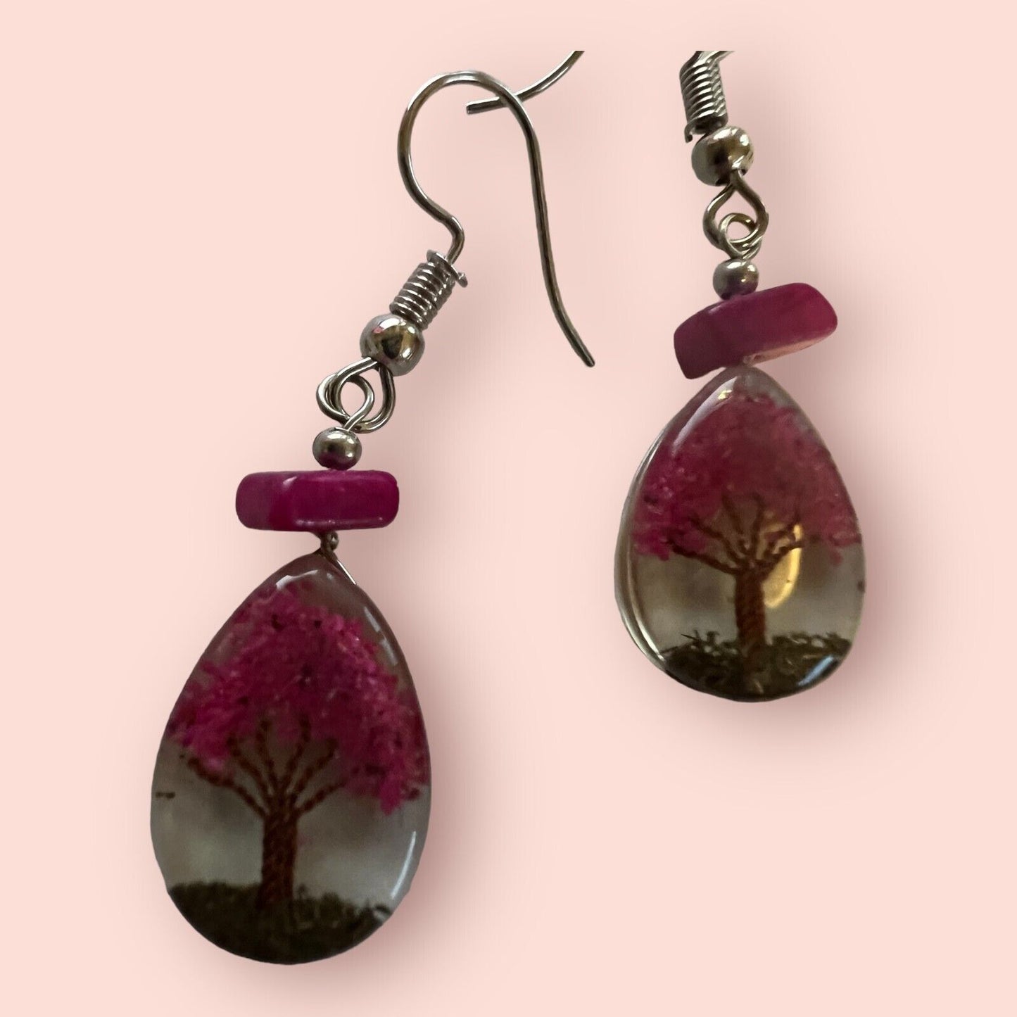 Vintage Tree of Life Earrings Silvertone