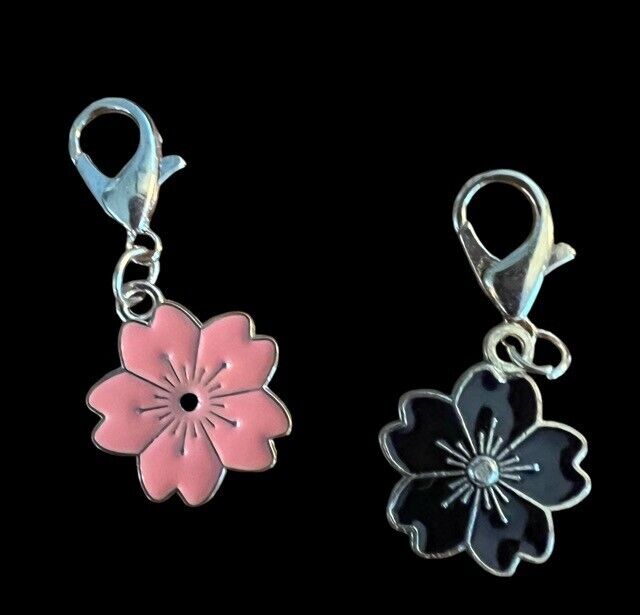 Flower Zipper Pulls Metal Detachable for Purses & Clothing Set of 2