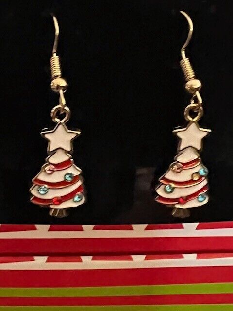 Christmas Earrings Goldtone Trees