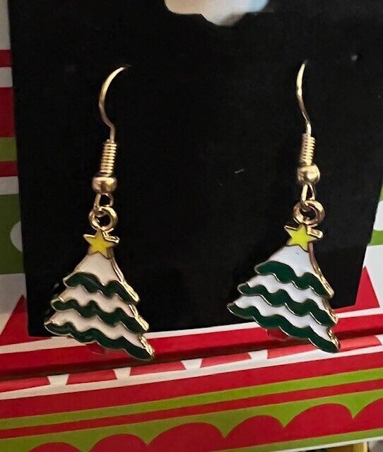 Christmas Earrings Goldtone Christmas Trees