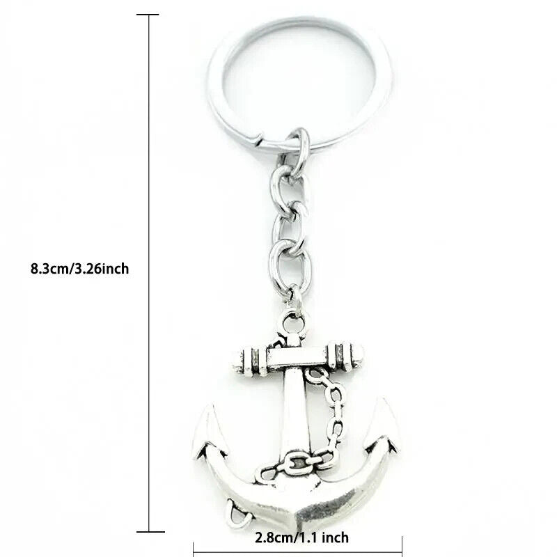 Silvertone Anchor Nautical Keyring