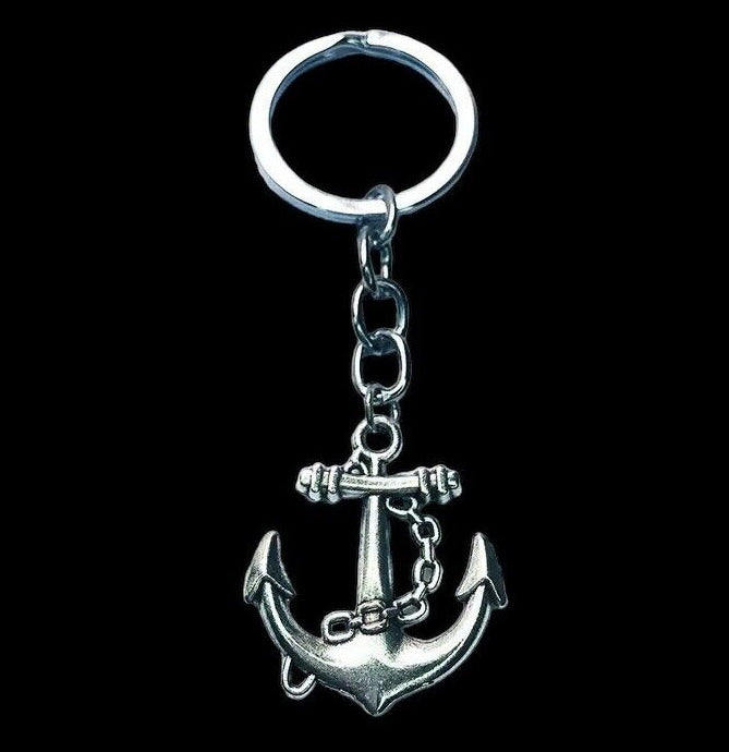 Silvertone Anchor Nautical Keyring