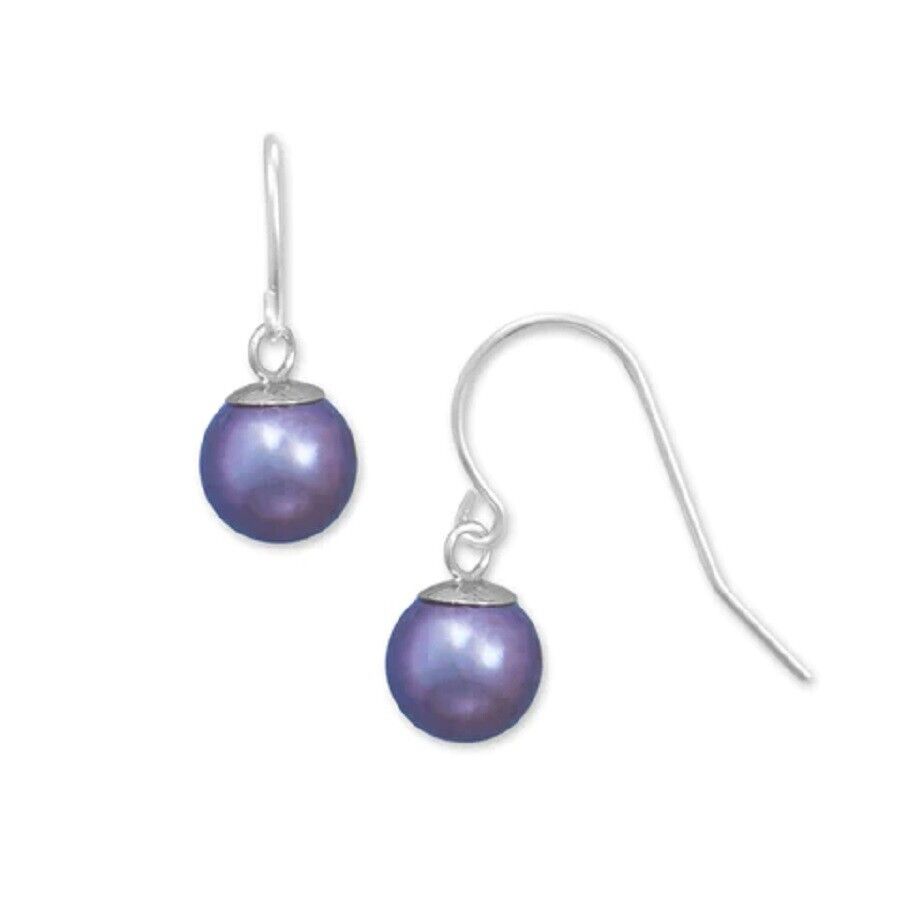 Freshwater cultured Peacock Sterling Sterling French wire earrings 7.5mm