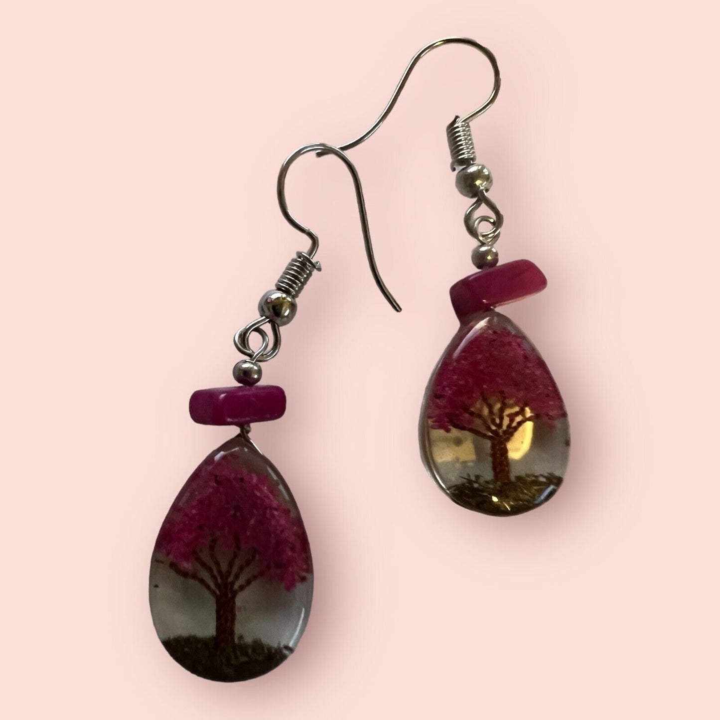 Vintage Tree of Life Earrings Silvertone