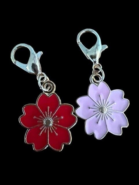Flower Zipper Pulls Metal Detachable for Purses & Clothing Set of 2
