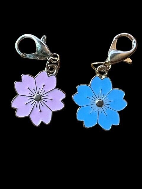 Flower Zipper Pulls Metal Detachable for Purses & Clothing Set of 2