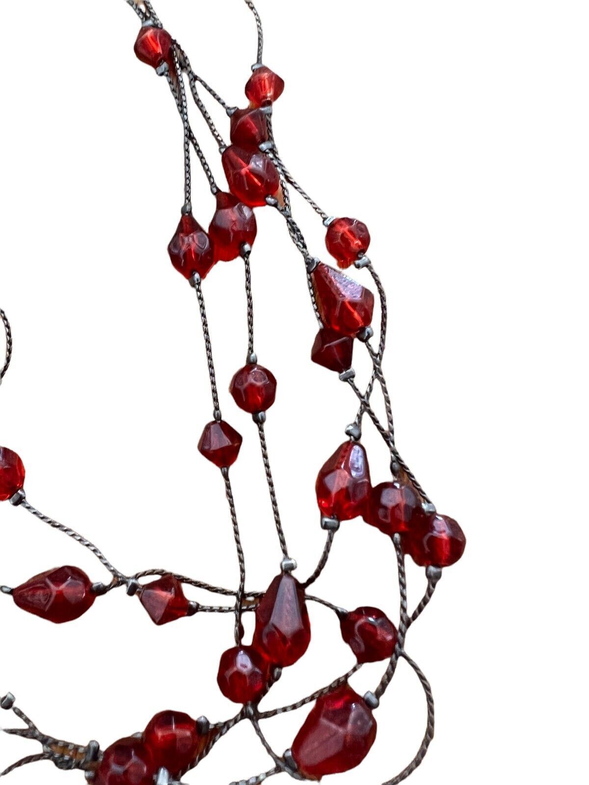 Fashion Jewelry Red Beads on Black wire Necklace Choker style