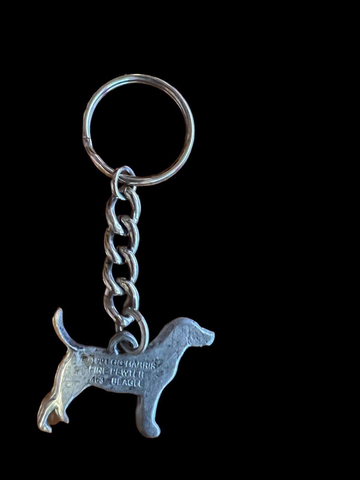 Key Chain 1991 Pewter Pointing Beagle Dog