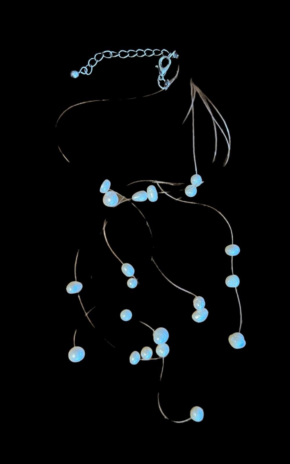 Fashion Jewelry Invisible Necklace with Fresh Water Pearls 16" choker