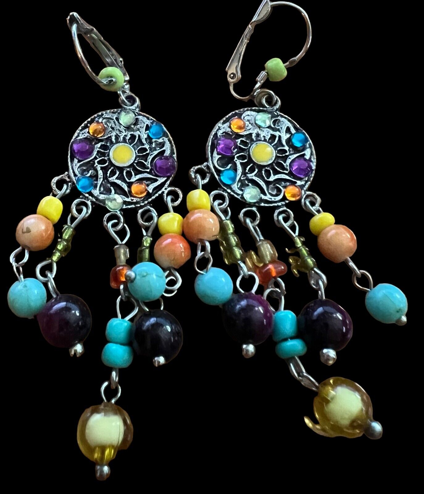Fashion Jewelry Silvertone Beads with Glass Beads