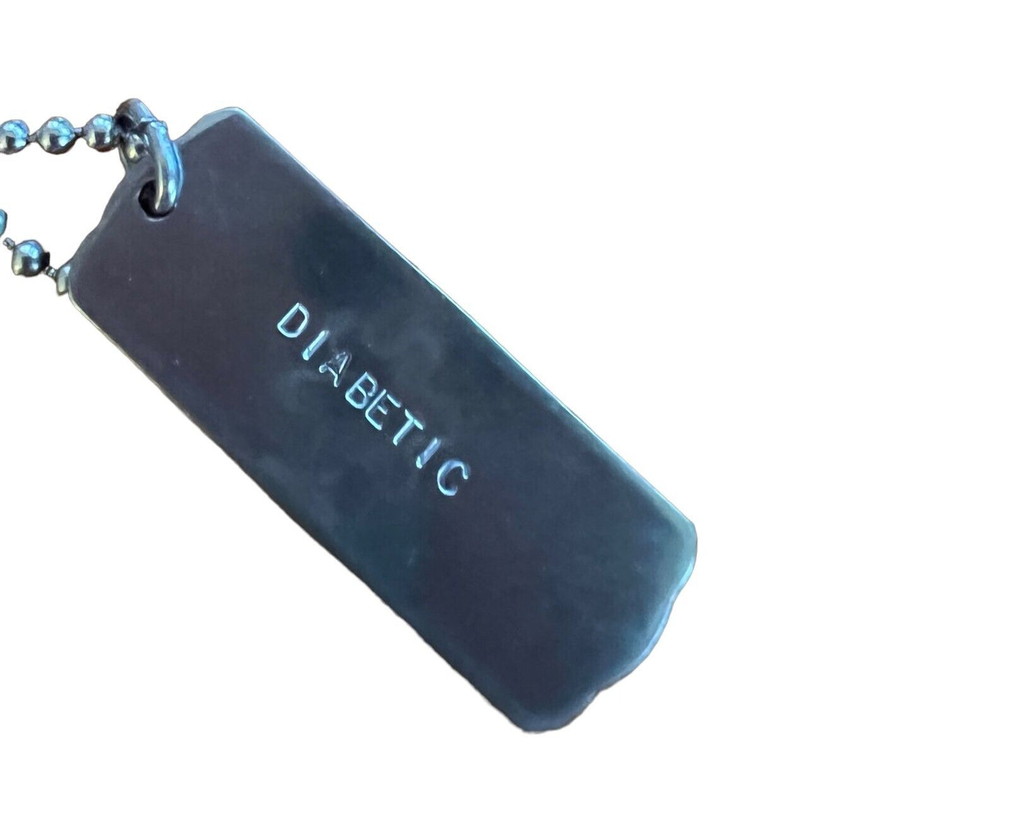 Vintage Medical Emergency ID t Diabetic Necklace Dog Tag Style Stainless Steel