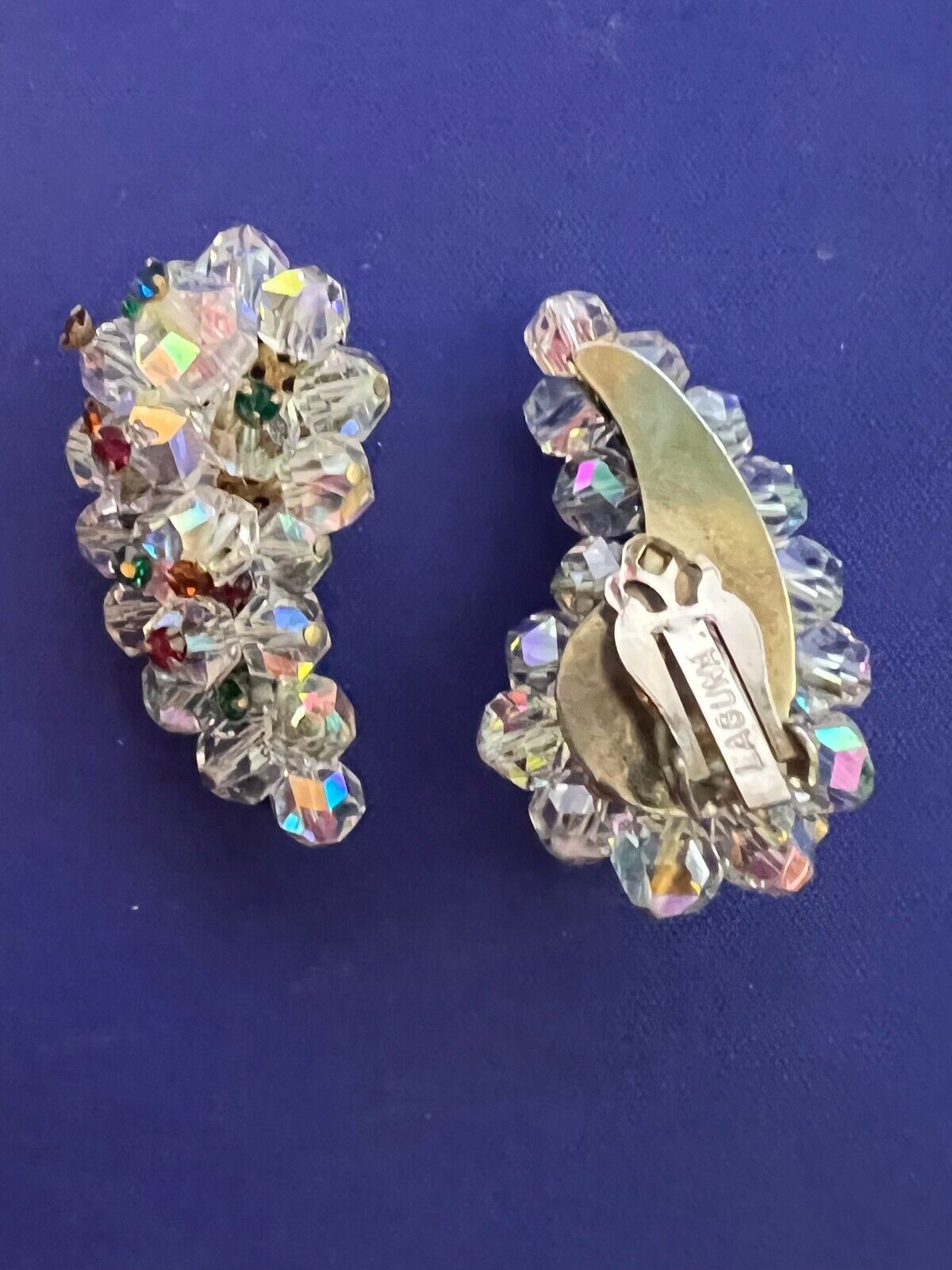 Vintage Style Austrian Crystal Earrings Clip Laguna Modernist