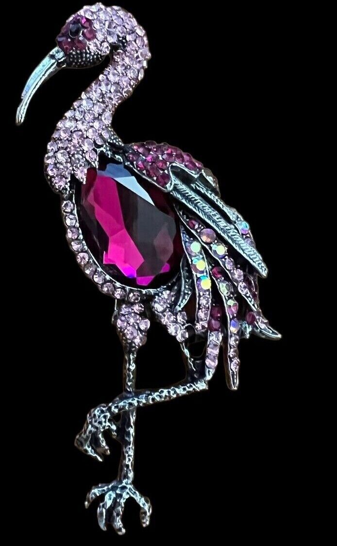 Fashion Jewelry Designer Style Flamingo Pin w/necklace hook