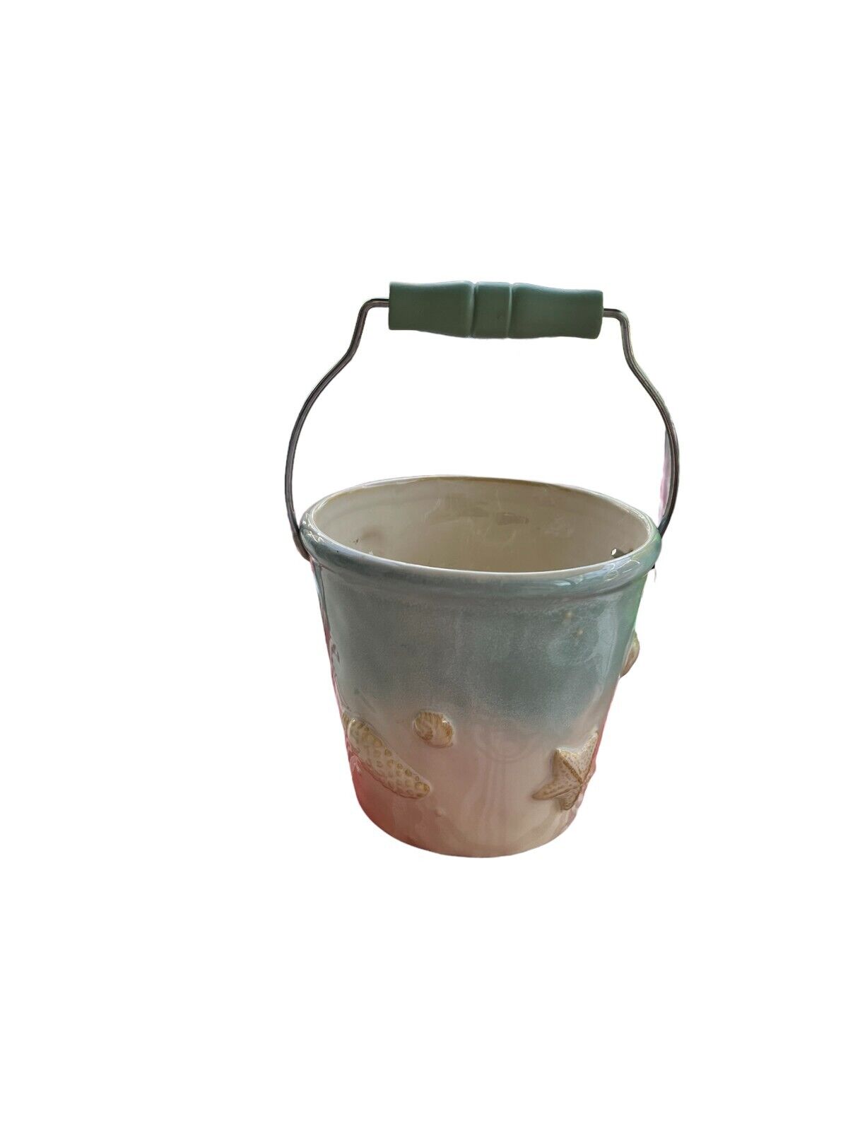 SONOMA Life + Style 'Seaside' Embossed Seashell Ceramic Glazed Bucket 5.5" Pot