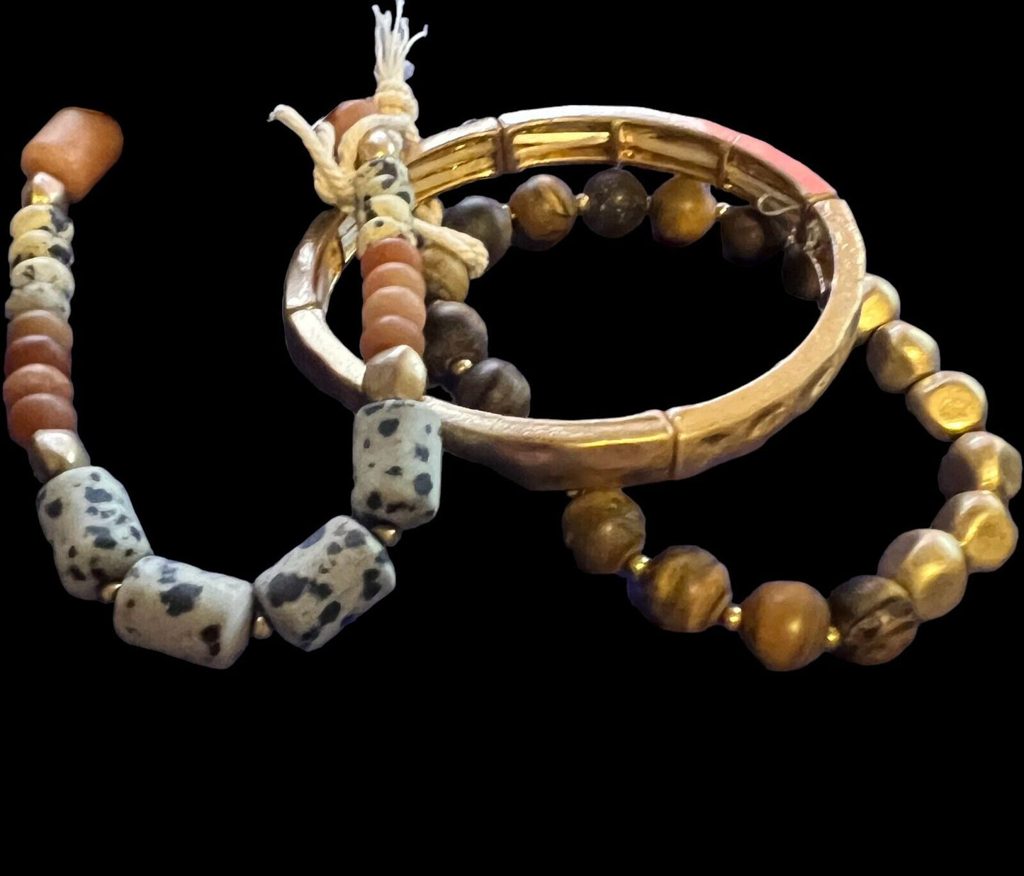 Universal Thread Gold Tone Bangle & Beaded Stretch Bracelet Set of 3