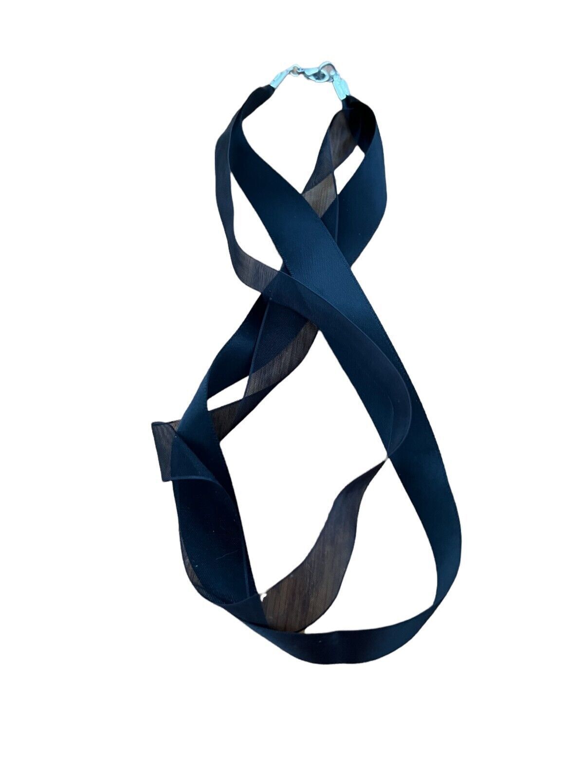Boho 18" Black Ribbon 2-Strand Satin & Organza Ribbon for Pendants Silver Clasp