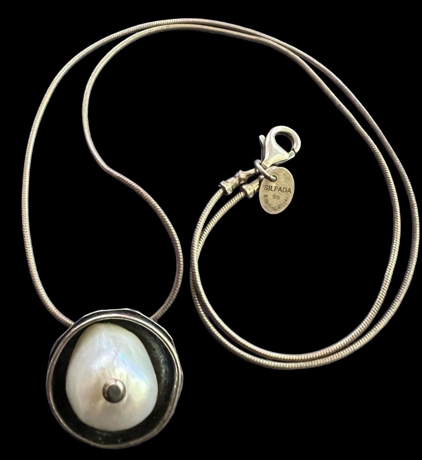 Vintage Silpada Pendant Pearl Sterling Silver Necklace