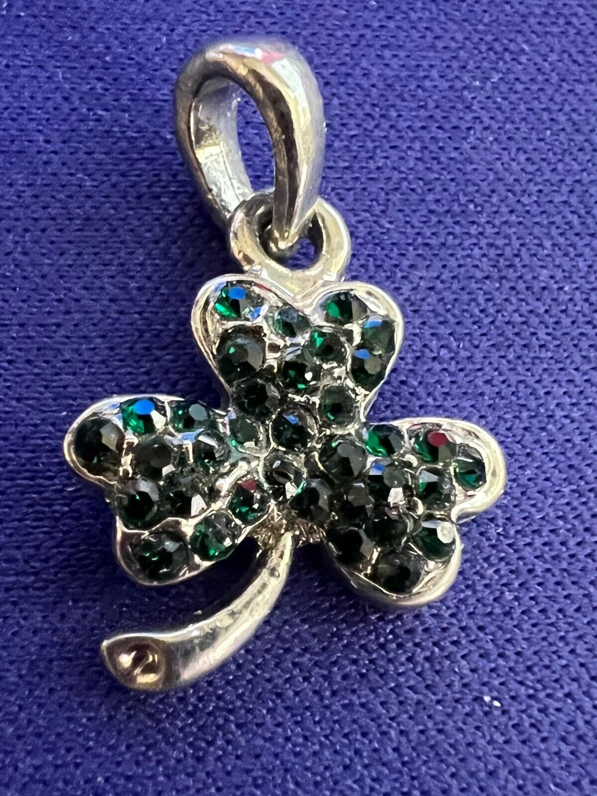 Vintage 3 Leaf Clover Silvertone Charm Pendant