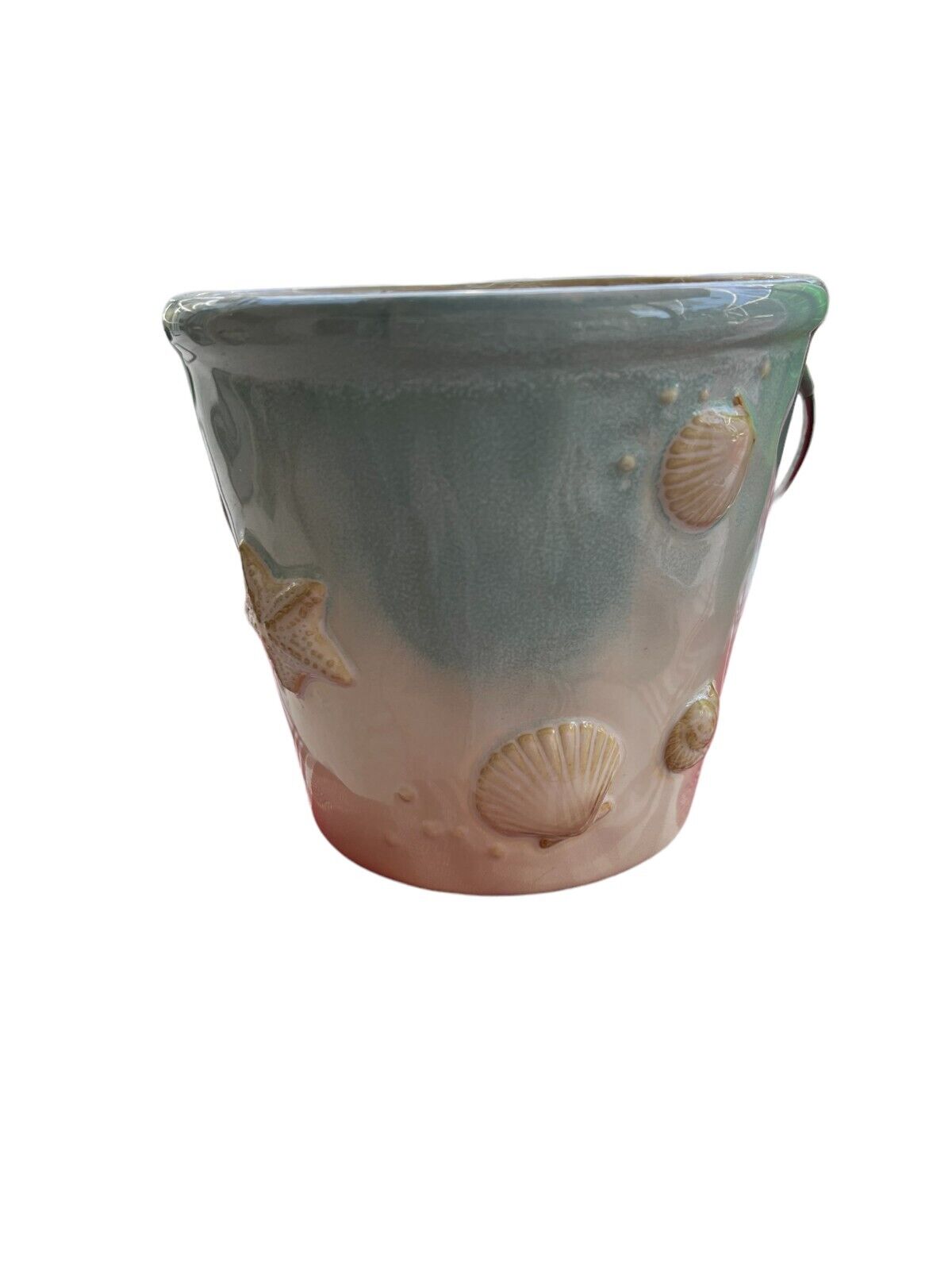 SONOMA Life + Style 'Seaside' Embossed Seashell Ceramic Glazed Bucket 5.5" Pot