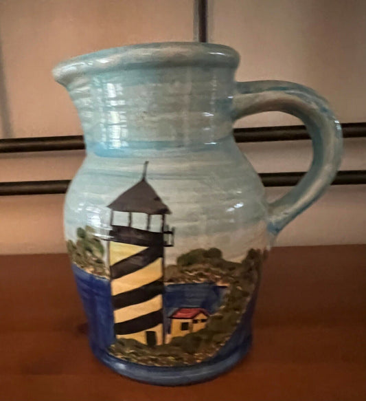 Ancient Style Collectible Vintage Lighthouse Ceramic Pitcher 7.5" Pot Decoration