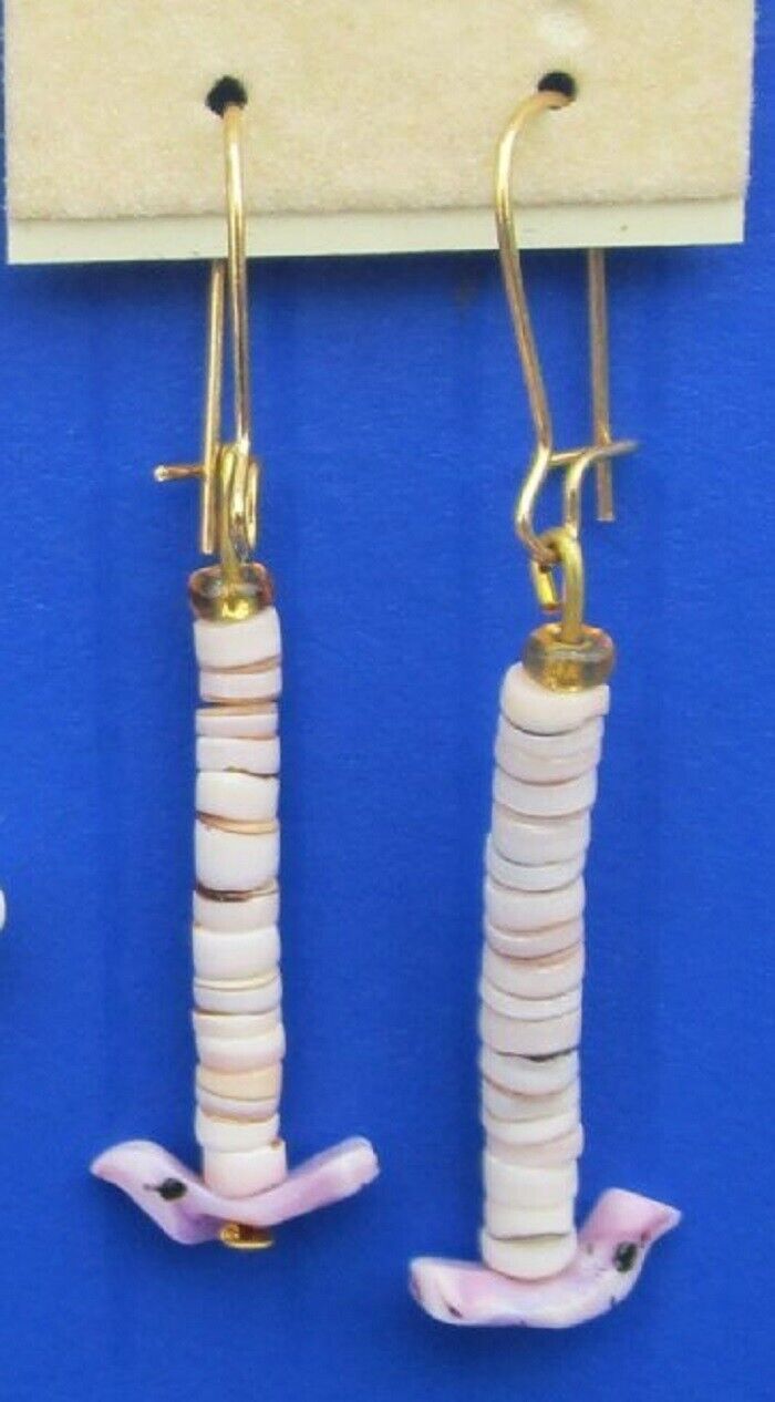 FUN! FUN! White Puka Shell Earrings with Luana Bird