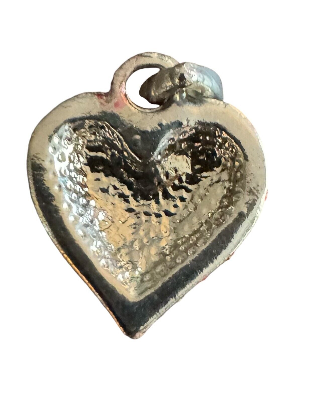 Vintage Small Red  Rhinestone Heart .75" Charm Pendant