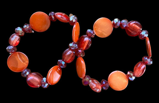 Fashion Jewelry Orange Color Glass Bead Stretch Bracelet