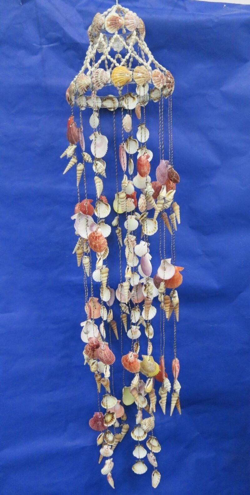 Wind Chime 48-50" Seashell Wind Chime-Augers, Chulla and Pecten Nobilis Shells