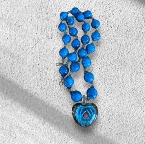 Vintage Necklace - Bracelet - Earrings Set Glass Beads