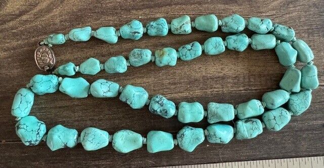 Vintage Genuine Southwestern Strand Turquoise Nugget Necklace