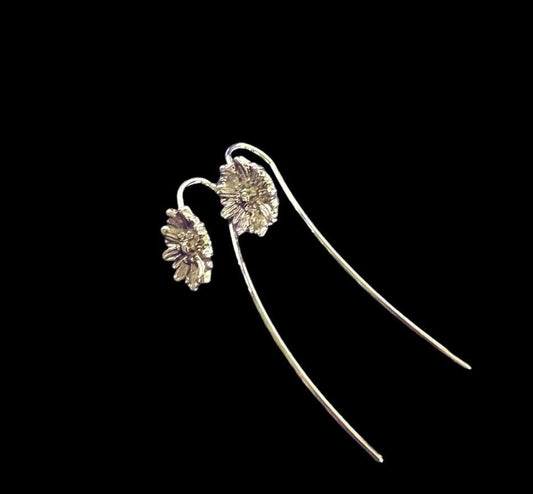 Silvertone Women's Chrysanthemum Earrings