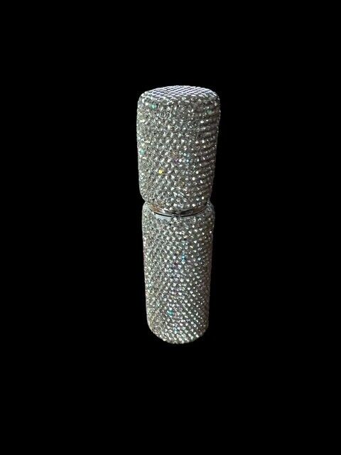 Silver Glitter Refillable Twist & Spray Purse Case No Perfume