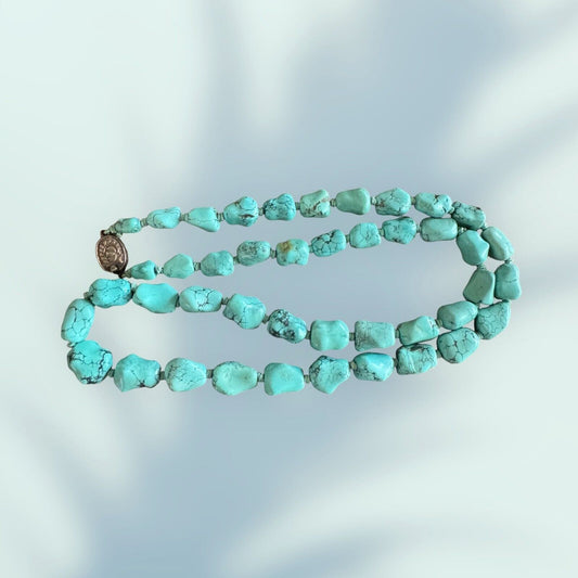 Vintage Genuine Southwestern Strand Turquoise Nugget Necklace