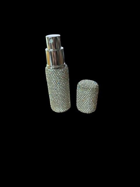 Silver Glitter Refillable Twist & Spray Purse Case No Perfume