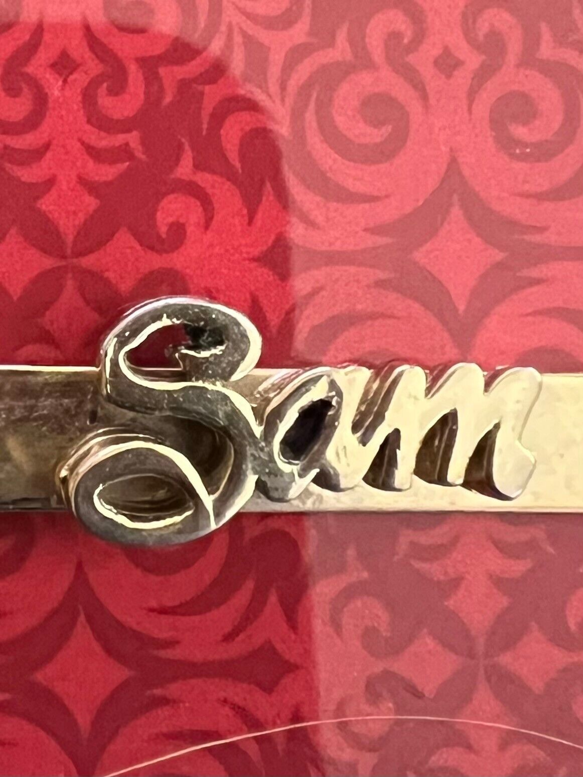 Vintage SAM Monogram Initials Name Goldtone Tie Bar Clip