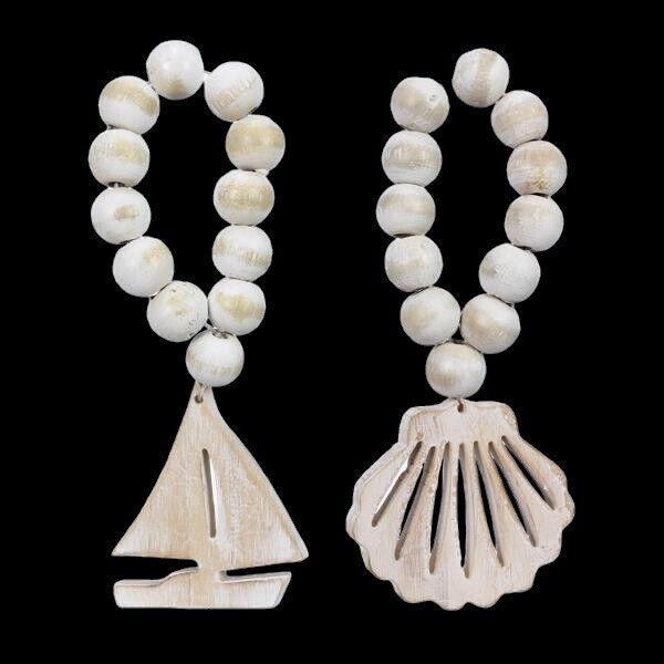 Wood Shell & Sailboat Beach Decoration Set