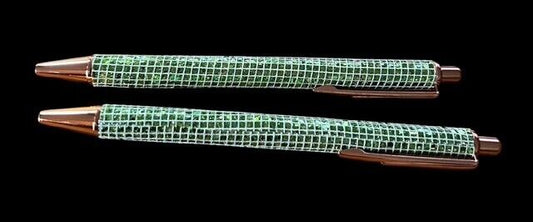 Glitter Ballpoint Pen  Green Glitter with Rose Trim
