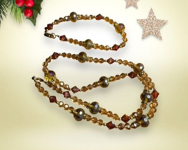 Vintage Necklace - Bracelet - Earrings Set Glass Beads