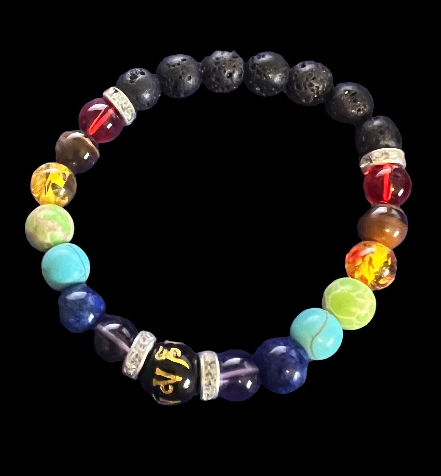 Boho Retro Colorful Men Women Handmade Bracelet Volcano Rock Beads Healing Jewel