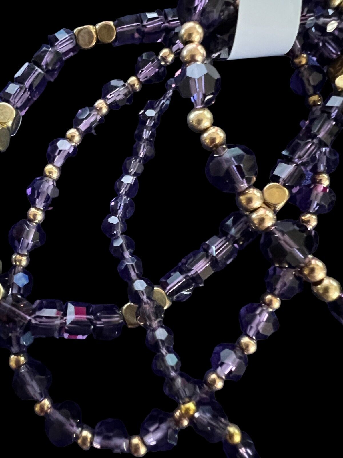 Purple Crystal Beaded Bracelet 4 Strands