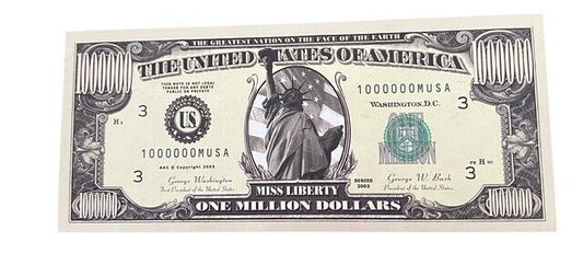 Miss Liberty One Million Dollar 2003 Statue of Liberty Novelty Money