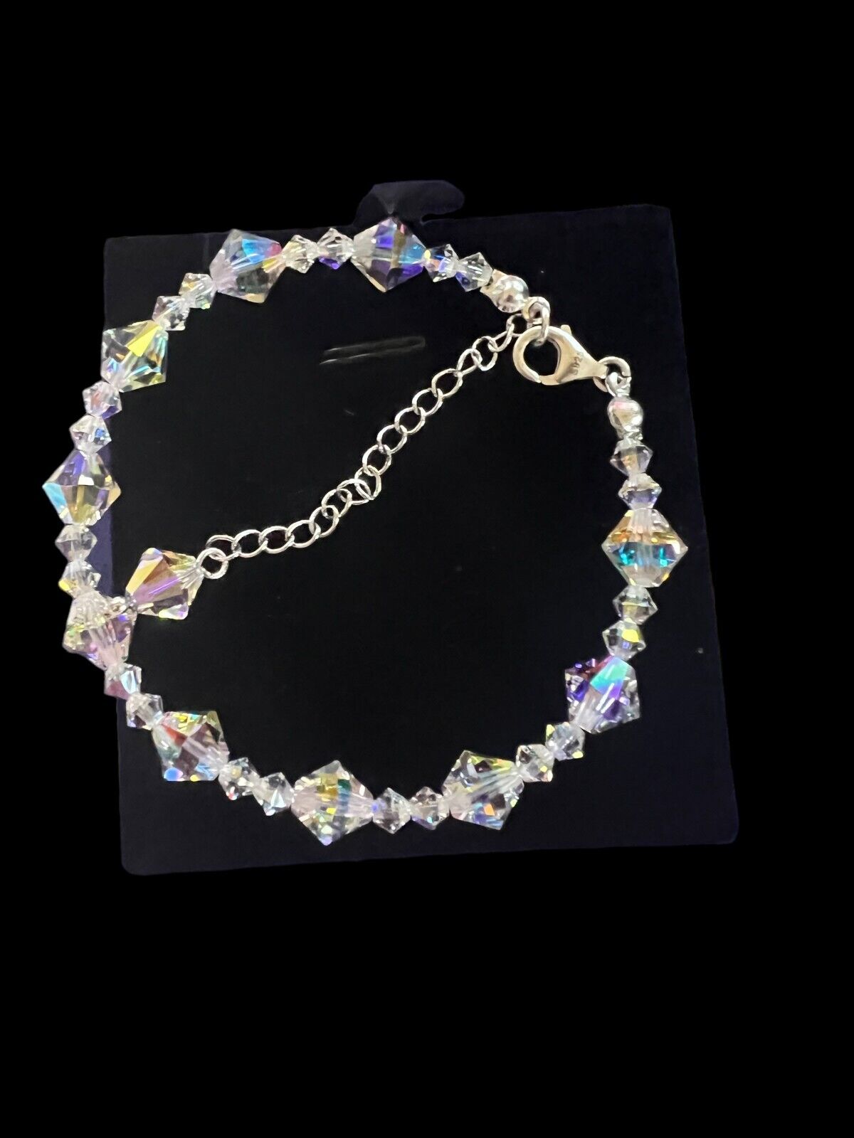 925 Crystal Bracelet/ 7" w/2" extended