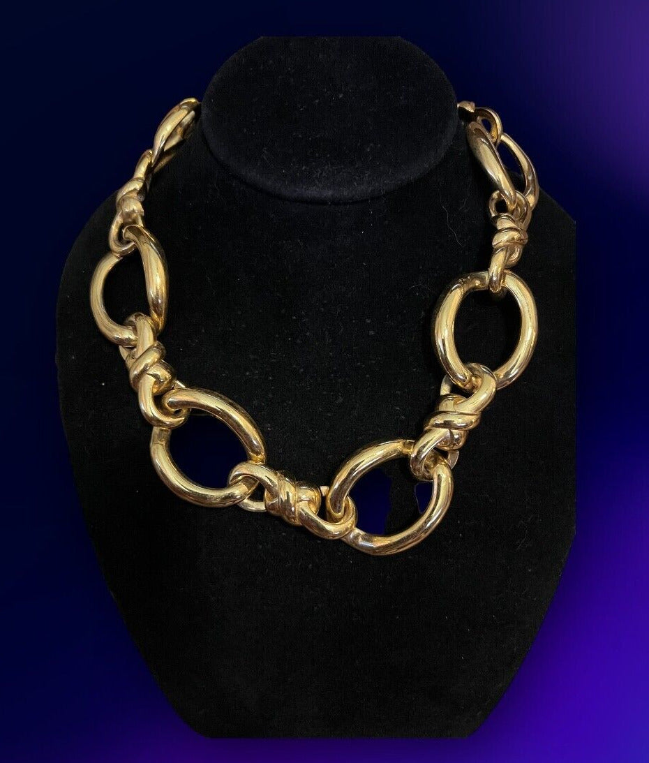 Vintage Goldtone Chain Choker Necklace 16”