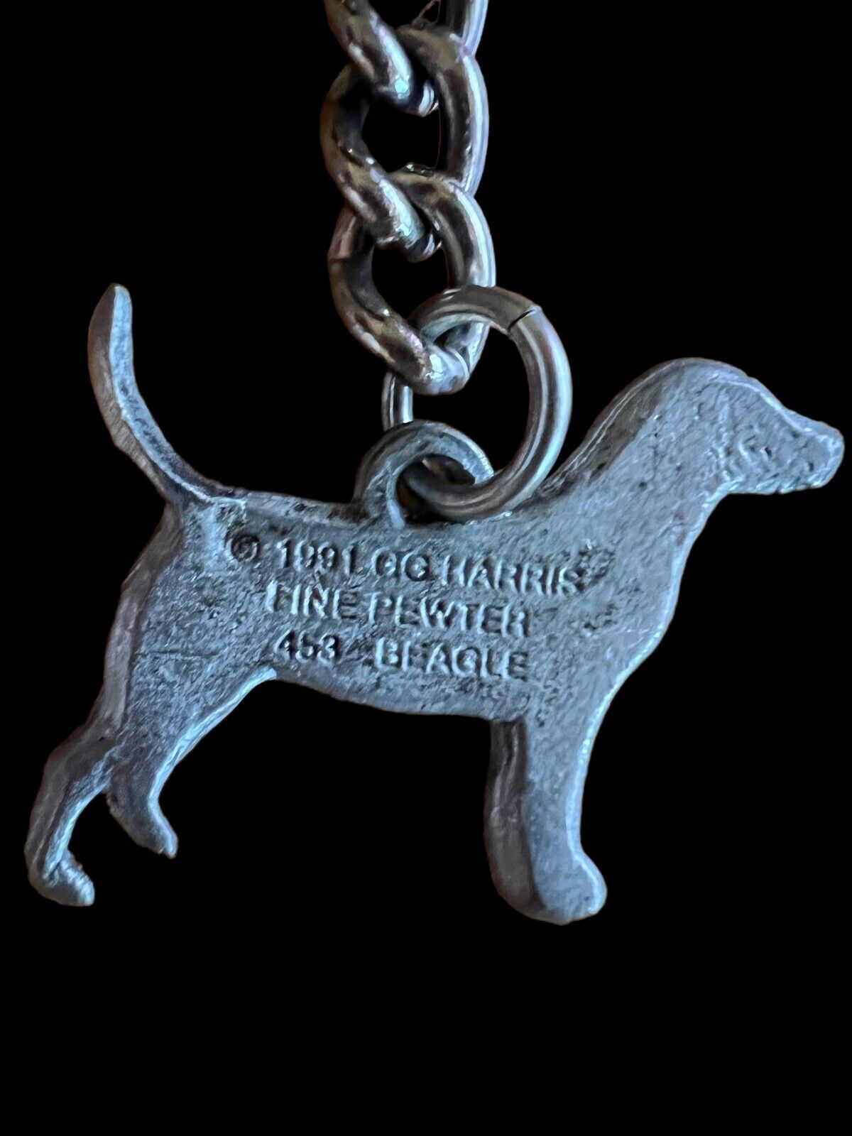 Key Chain 1991 Pewter Pointing Beagle Dog