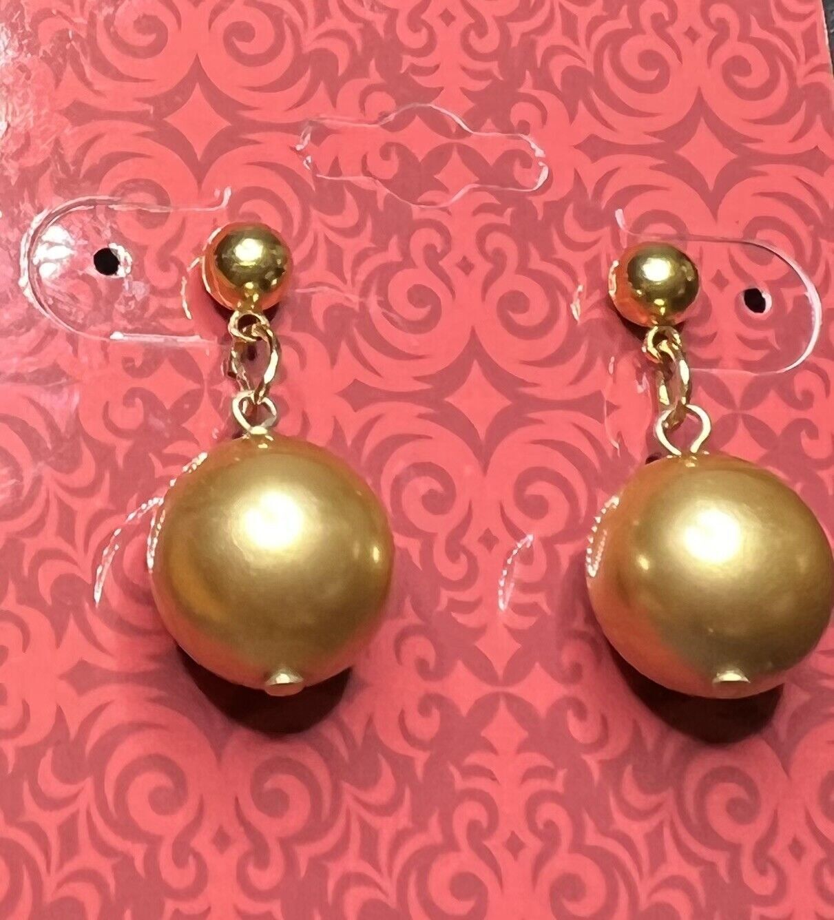 60's Style Faux Gold Pearls w/Goldtone Posts 1" Drop