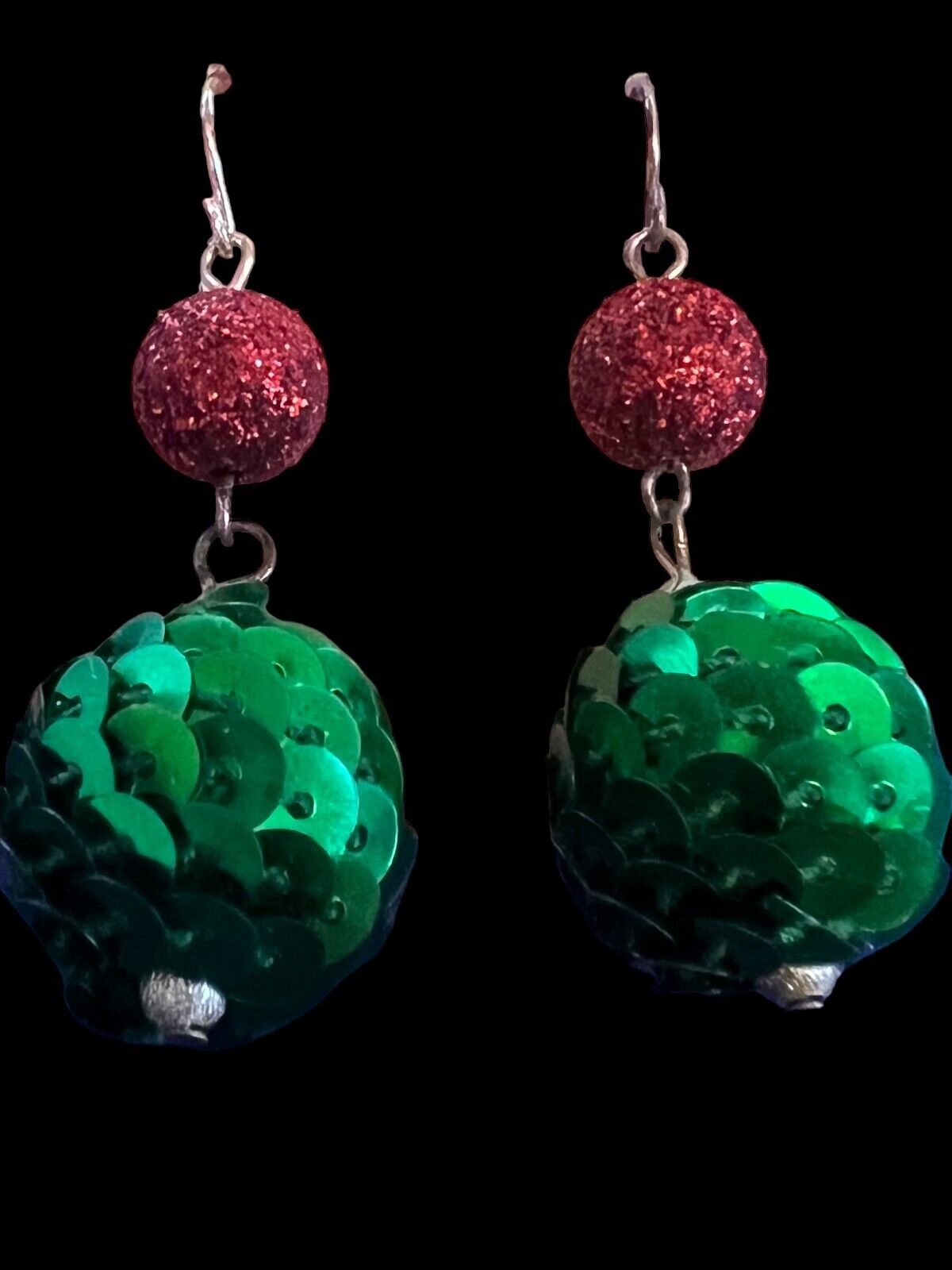 Vintage Earrings Christmas Balls 1.5" Drop