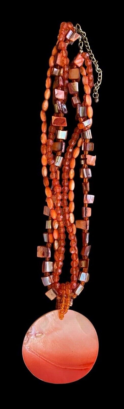 Fashion Jewelry Orange Color Glass Bead Pendant Necklace