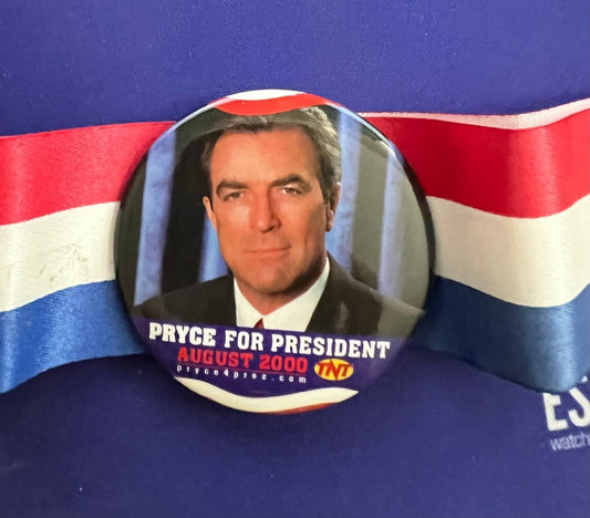 Vintage Tom Selleck Movie Memorabilia Campaign Button w/Ribbon-Running Mates